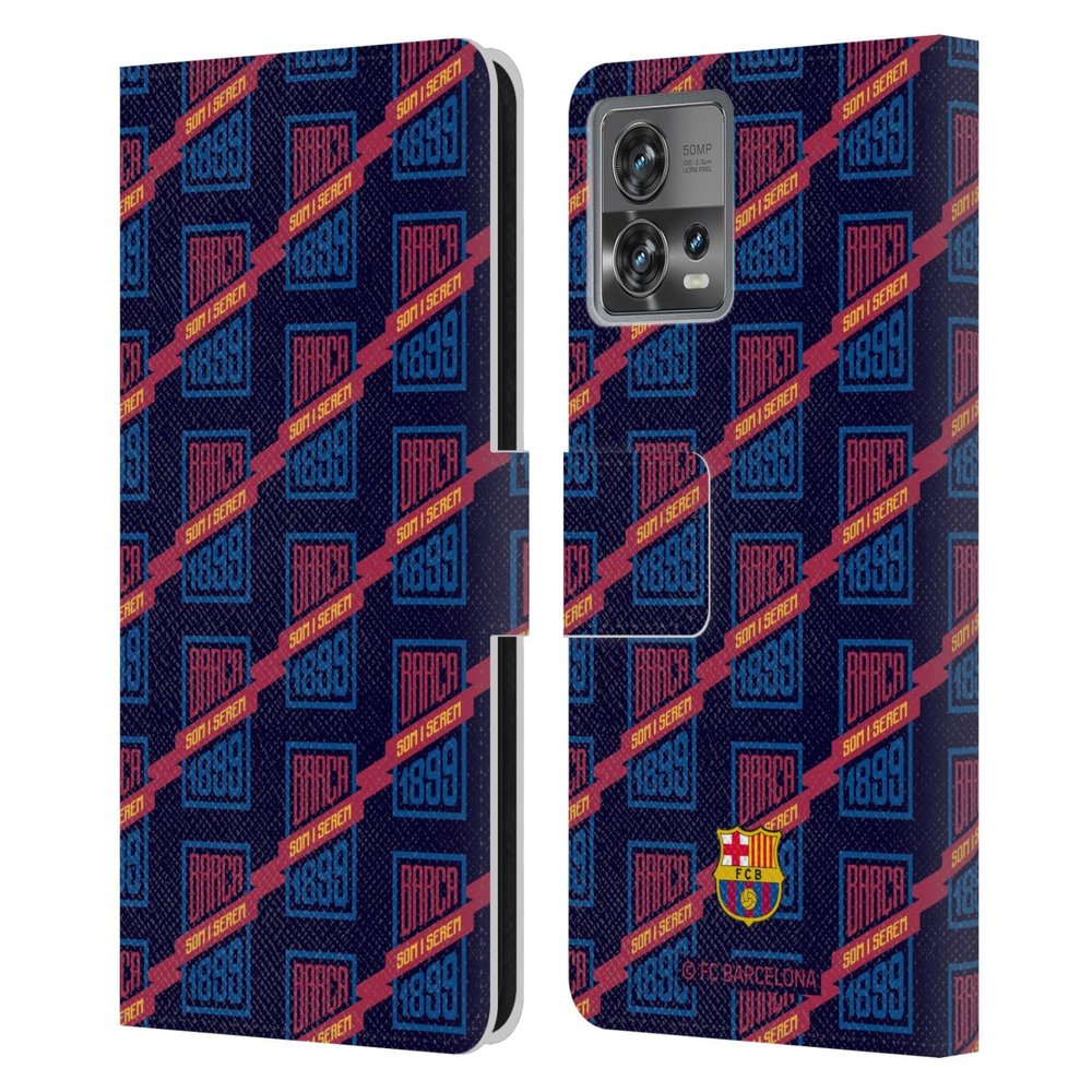 Head Case Designs Officially Licensed FC Barcelona Som I Serem Cul Leather Book Wallet Case Cover Compatible with Motorola Moto Edge 30 Fusion