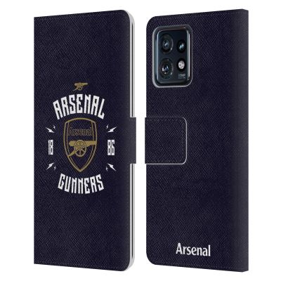 Head Case Designs Officially Licensed Arsenal FC Gunners Typography Leather Wallet Case Compatible with Moto Edge 40 Pro/Plus 2023