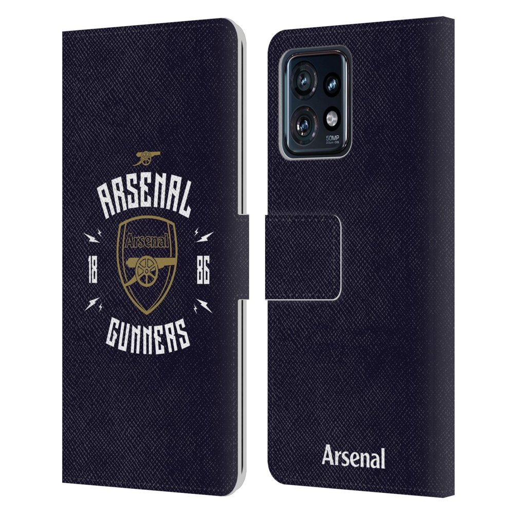 Head Case Designs Officially Licensed Arsenal FC Gunners Typography Leather Wallet Case Compatible with Moto Edge 40 Pro/Plus 2023