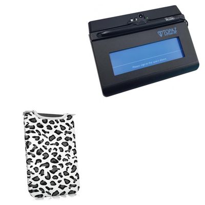 BoxWave Case Compatible with Topaz SigLite 1x5 - Snow Leopard Plush SlipSuit, Animal Leopard Print Padded Soft Sleeve