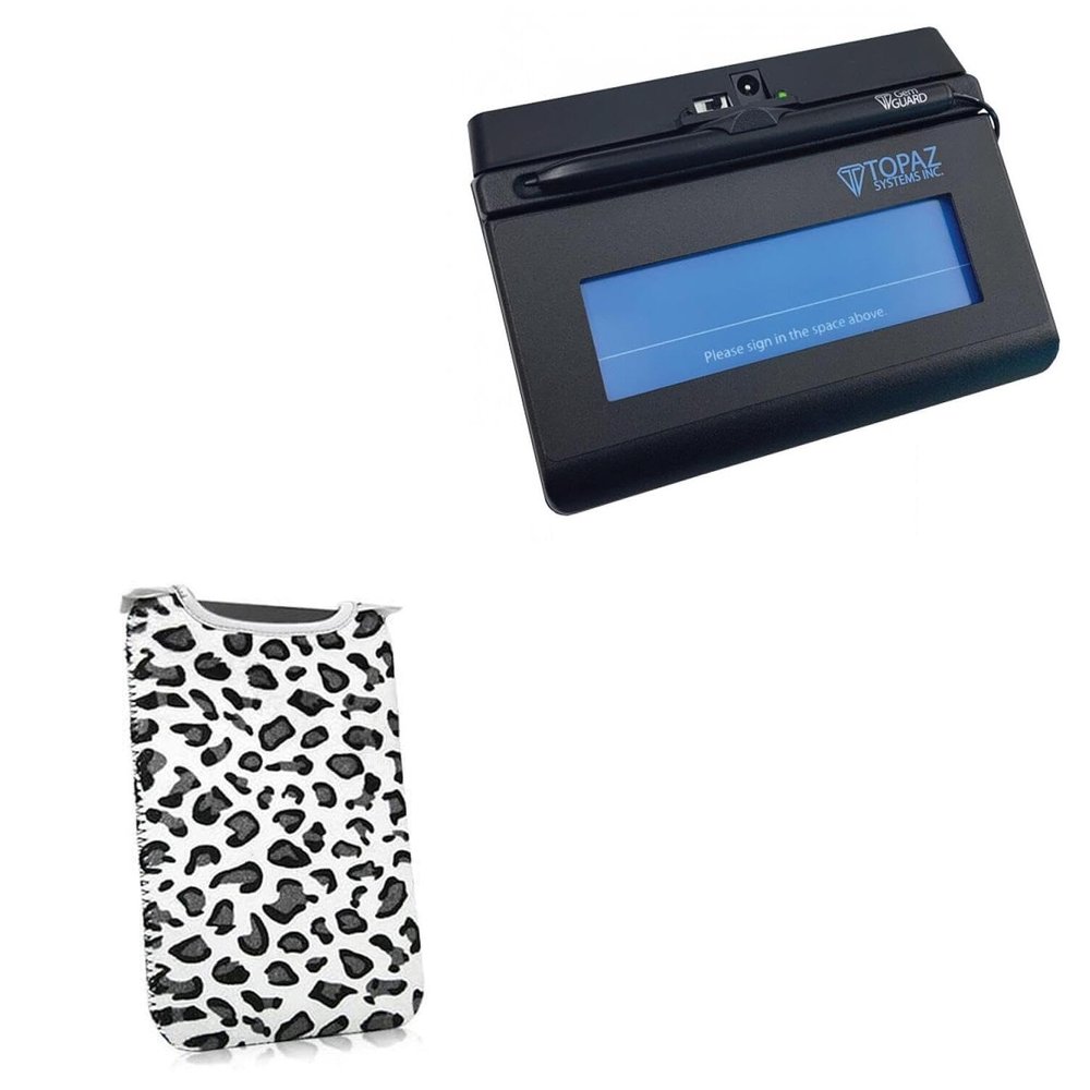 BoxWave Case Compatible with Topaz SigLite 1x5 - Snow Leopard Plush SlipSuit, Animal Leopard Print Padded Soft Sleeve