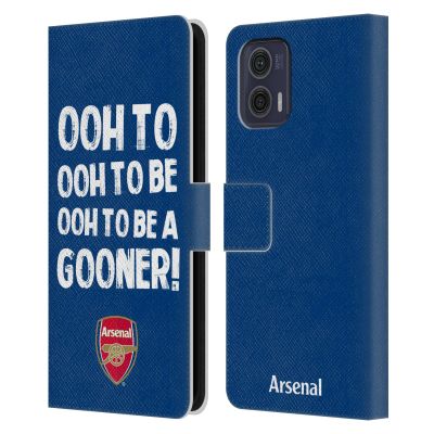 Head Case Designs Officially Licensed Arsenal FC Oooh to Be Gunners Leather Wallet Case Compatible with Motorola Moto G73 5G