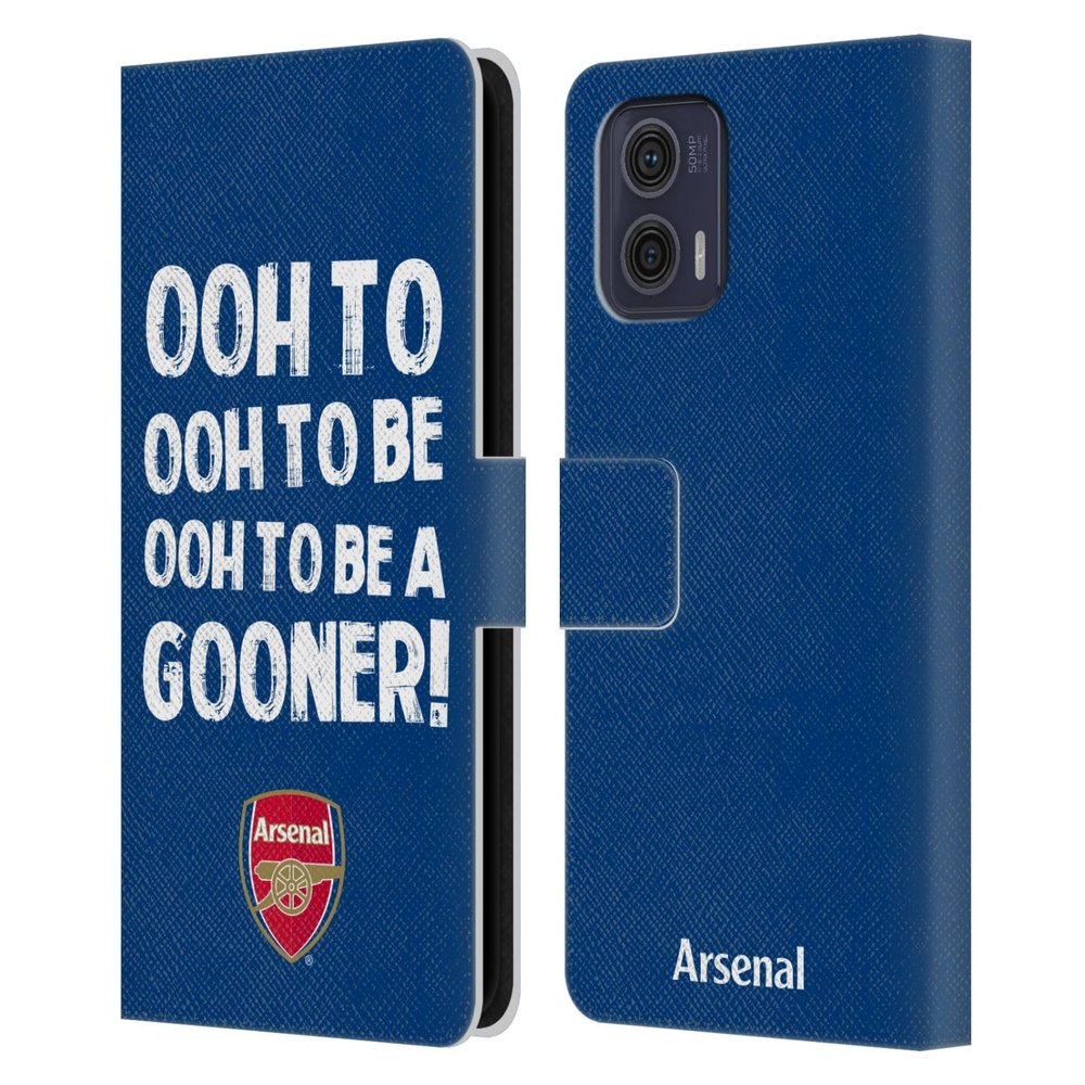 Head Case Designs Officially Licensed Arsenal FC Oooh to Be Gunners Leather Wallet Case Compatible with Motorola Moto G73 5G
