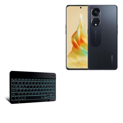 BoxWave Keyboard Compatible with Oppo Reno8 T - SlimKeys Bluetooth Keyboard - with Backlight, Portable Slim LED 7 Colors - Jet Black