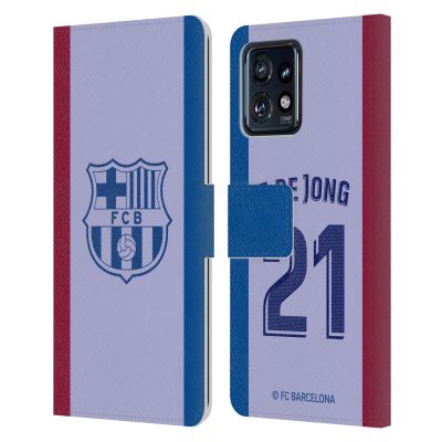 Head Case Designs Officially Licensed FC Barcelona Frenkie de Jong 2021/22 Players Away Kit Group 1 Leather Book Wallet Case Cover Compatible with Motorola Moto Edge 40 Pro