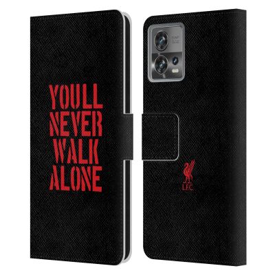 Head Case Designs Officially Licensed Liverpool Football Club Stencil Black Liver Bird YNWA Leather Book Wallet Case Cover Compatible with Motorola Moto Edge 30 Fusion