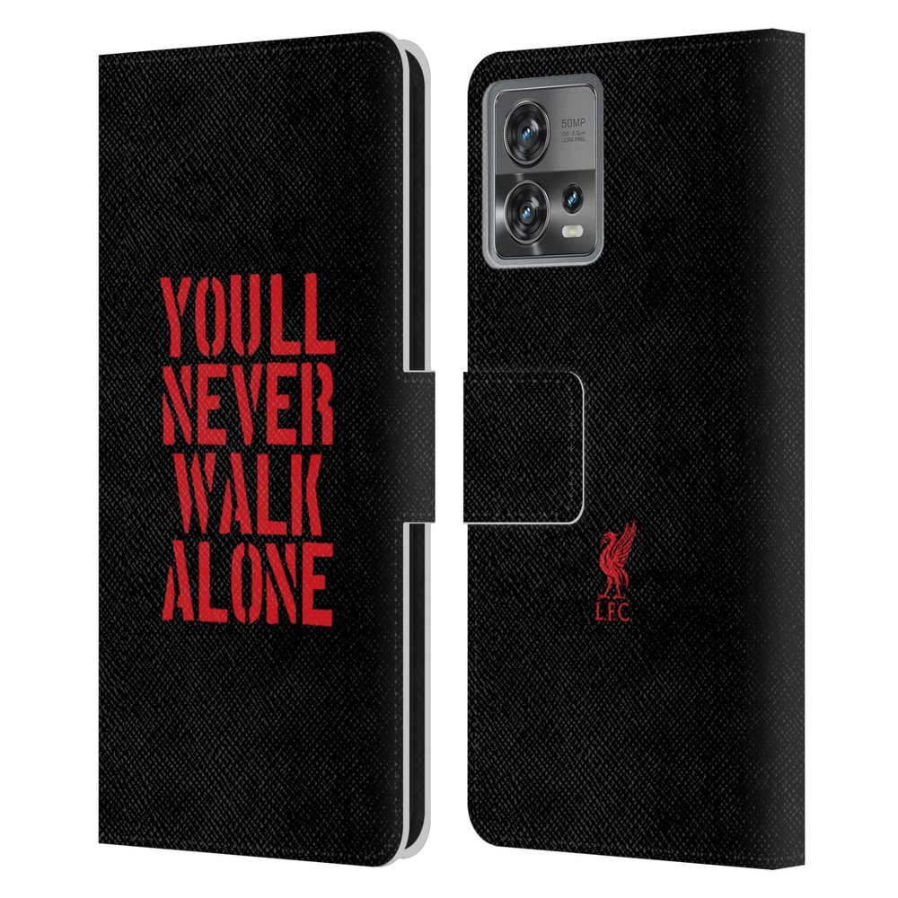 Head Case Designs Officially Licensed Liverpool Football Club Stencil Black Liver Bird YNWA Leather Book Wallet Case Cover Compatible with Motorola Moto Edge 30 Fusion