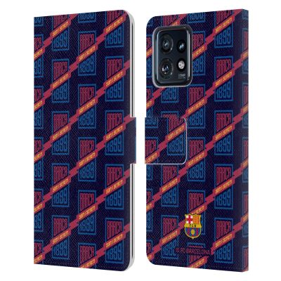 Head Case Designs Officially Licensed FC Barcelona Som I Serem Cul Leather Book Wallet Case Cover Compatible with Motorola Moto Edge 40 Pro