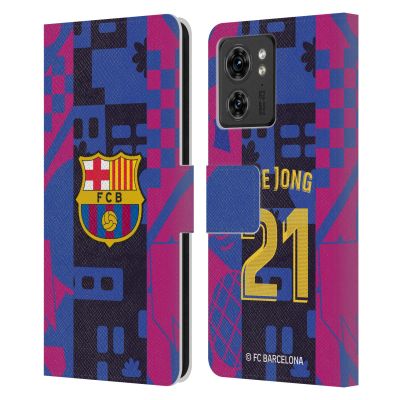 Head Case Designs Officially Licensed FC Barcelona Frenkie de Jong 2021/22 Players Third Kit Group 1 Leather Book Wallet Case Cover Compatible with Motorola Moto Edge 40