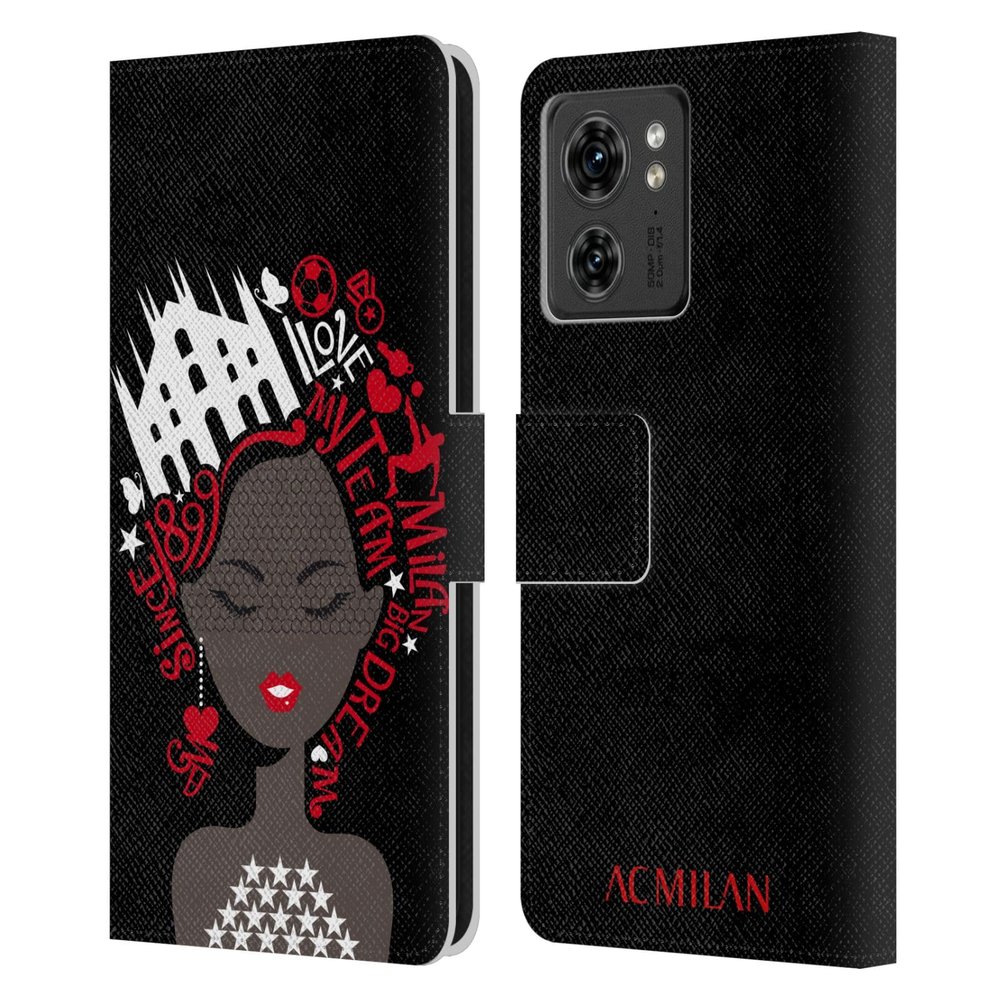 Head Case Designs Officially Licensed AC Milan I Love My Team Children Leather Wallet Case Compatible with Motorola Moto Edge 40/Edge (2023)
