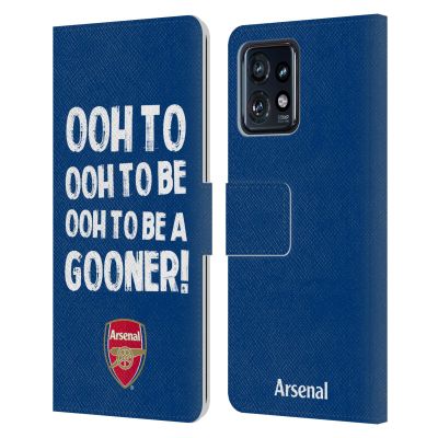 Head Case Designs Officially Licensed Arsenal FC Oooh to Be Gunners Leather Wallet Case Compatible with Moto Edge 40 Pro/Plus 2023