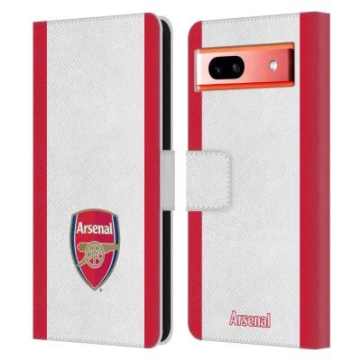 Head Case Designs Officially Licensed Arsenal FC Stripes 2 Crest 2 Leather Wallet Case Compatible with Google Pixel 7a