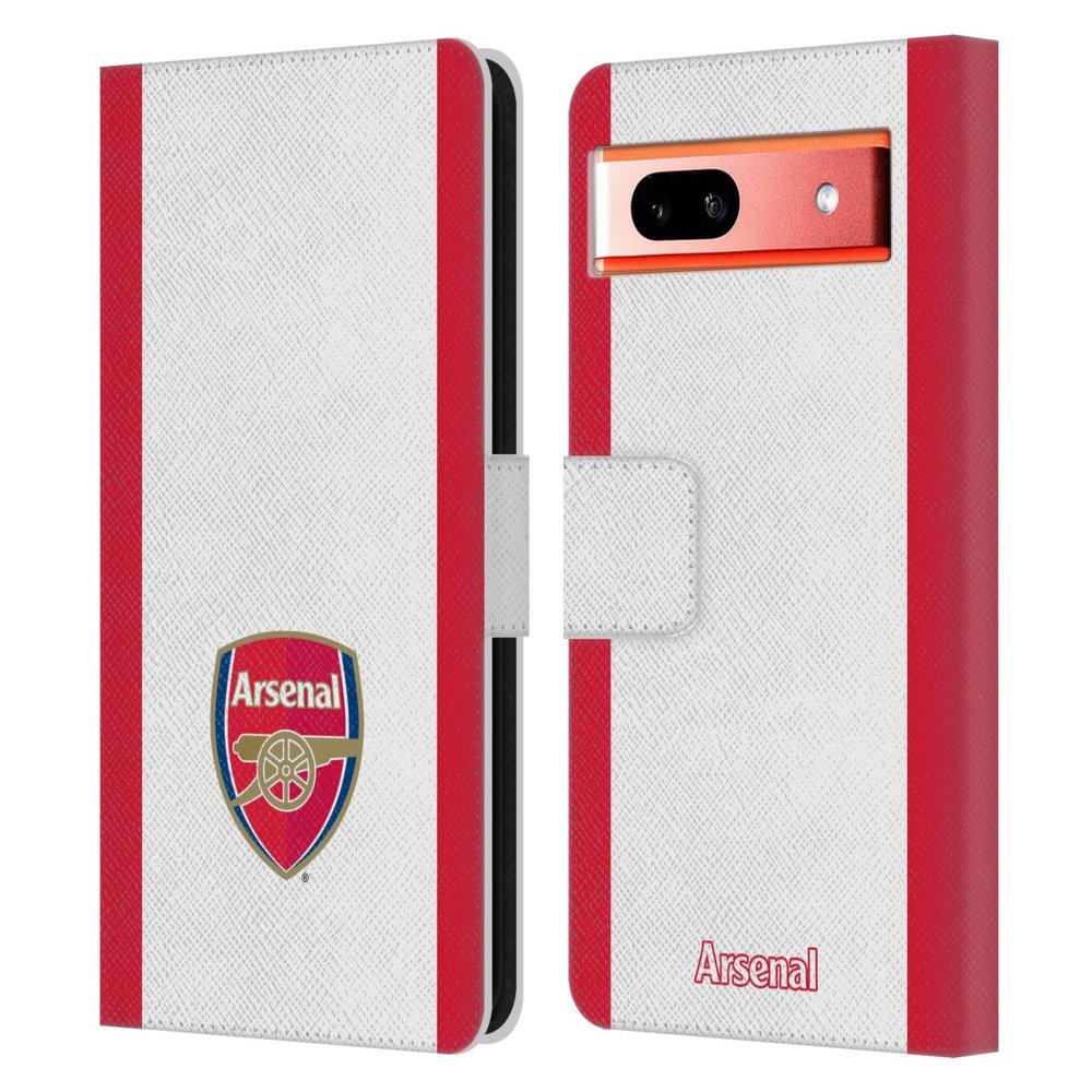 Head Case Designs Officially Licensed Arsenal FC Stripes 2 Crest 2 Leather Wallet Case Compatible with Google Pixel 7a
