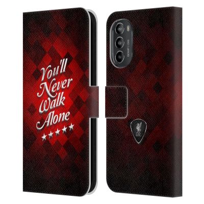 Head Case Designs Officially Licensed Liverpool Football Club Grey Pixel YNWA Cursive Liver Bird YNWA Leather Book Wallet Case Cover Compatible with Motorola Moto G82 5G