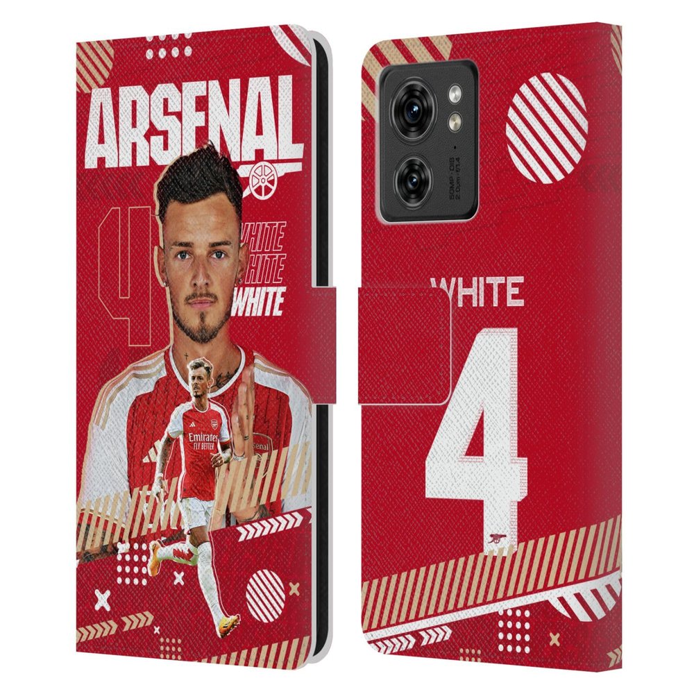 Head Case Designs Officially Licensed Arsenal FC Ben White 2023/24 First Team Leather Wallet Case Compatible with Motorola Moto Edge 40/Edge (2023)