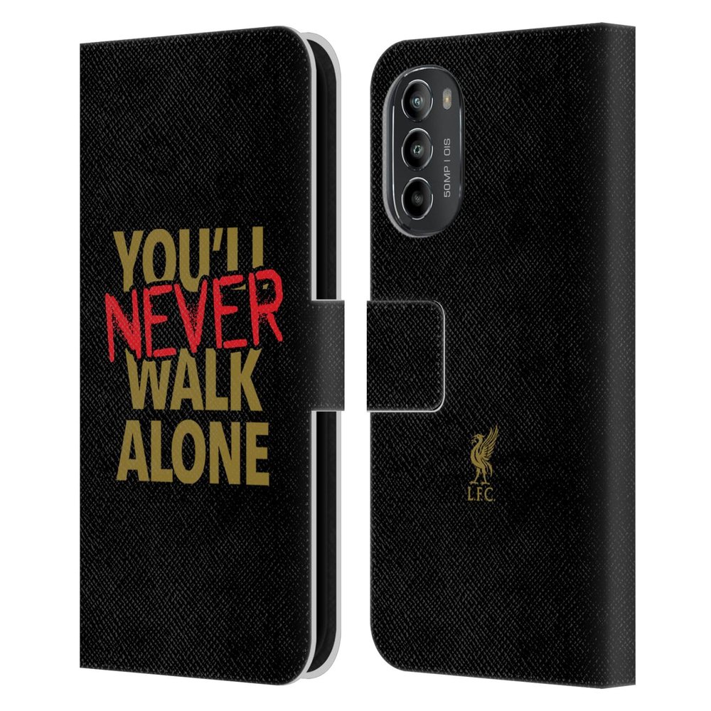 Head Case Designs Officially Licensed Liverpool Football Club Statement Black Liver Bird YNWA Leather Book Wallet Case Cover Compatible with Motorola Moto G82 5G
