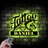 Personalized Tattoo Artist Wall Art Business Custom Metal Sign with LED Light 8x8 inches Black Power Coated Home Tattoo Shop Decor Birthday Christmas Gift (style 39) view 1