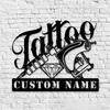 Personalized Tattoo Artist Wall Art Business Custom Metal Sign with LED Light 8x8 inches Black Power Coated Home Tattoo Shop Decor Birthday Christmas Gift (style 39) view 2