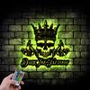 Personalized Crown Skull Tattoo Death Head Tattoo Studio Custom Metal Sign with LED Light 8x8 inches Black Power Coated Home Tattoo Shop Decor Birthday Christmas Gift (style 33) view 1