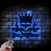 Personalized Crown Skull Tattoo Death Head Tattoo Studio Custom Metal Sign with LED Light 8x8 inches Black Power Coated Home Tattoo Shop Decor Birthday Christmas Gift (style 33) view 4