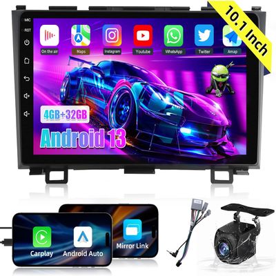 4GB+32GB Android 13 Car Stereo Radio Upgrade for Honda CRV 2007-2011,9.2 Inch Touch Screen Car Radio with Wireless Carplay Android Auto,WiFi,GPS,FM/RDS, 48EQ Radio SWC+1080P Rear Camera