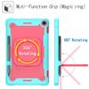 zukof Case for Amazon Fire Max 11 inch Tablet (13th Generation, 2023 Release) Hybrid Shockproof 360 Rotating Multi-Functional Ring Stand Case with Shoulder Straps (Teal/Pink) view 4