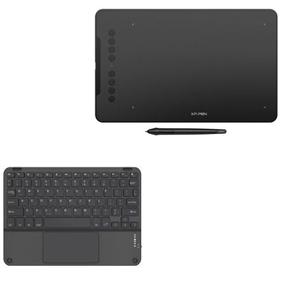 BoxWave Keyboard Compatible with XP-Pen 01 V2 - SlimKeys Bluetooth Keyboard with Trackpad, Portable Slim TouchPad - Jet Black