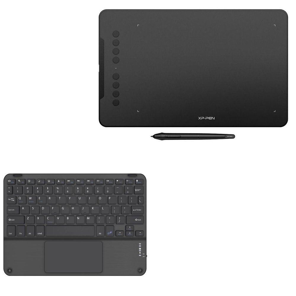 BoxWave Keyboard Compatible with XP-Pen 01 V2 - SlimKeys Bluetooth Keyboard with Trackpad, Portable Slim TouchPad - Jet Black