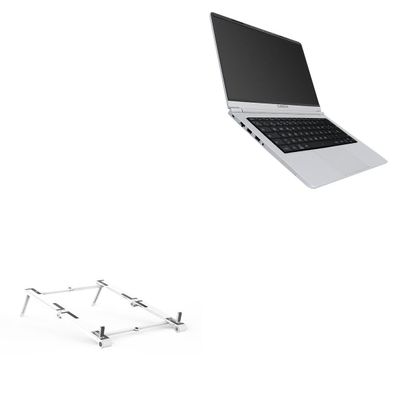 BoxWave Stand and Mount Compatible with Slimbook Prox (14 in) - Pocket Aluminum Stand 3-in-1, Portable Multi Angle Viewing Riser - Metallic Silver