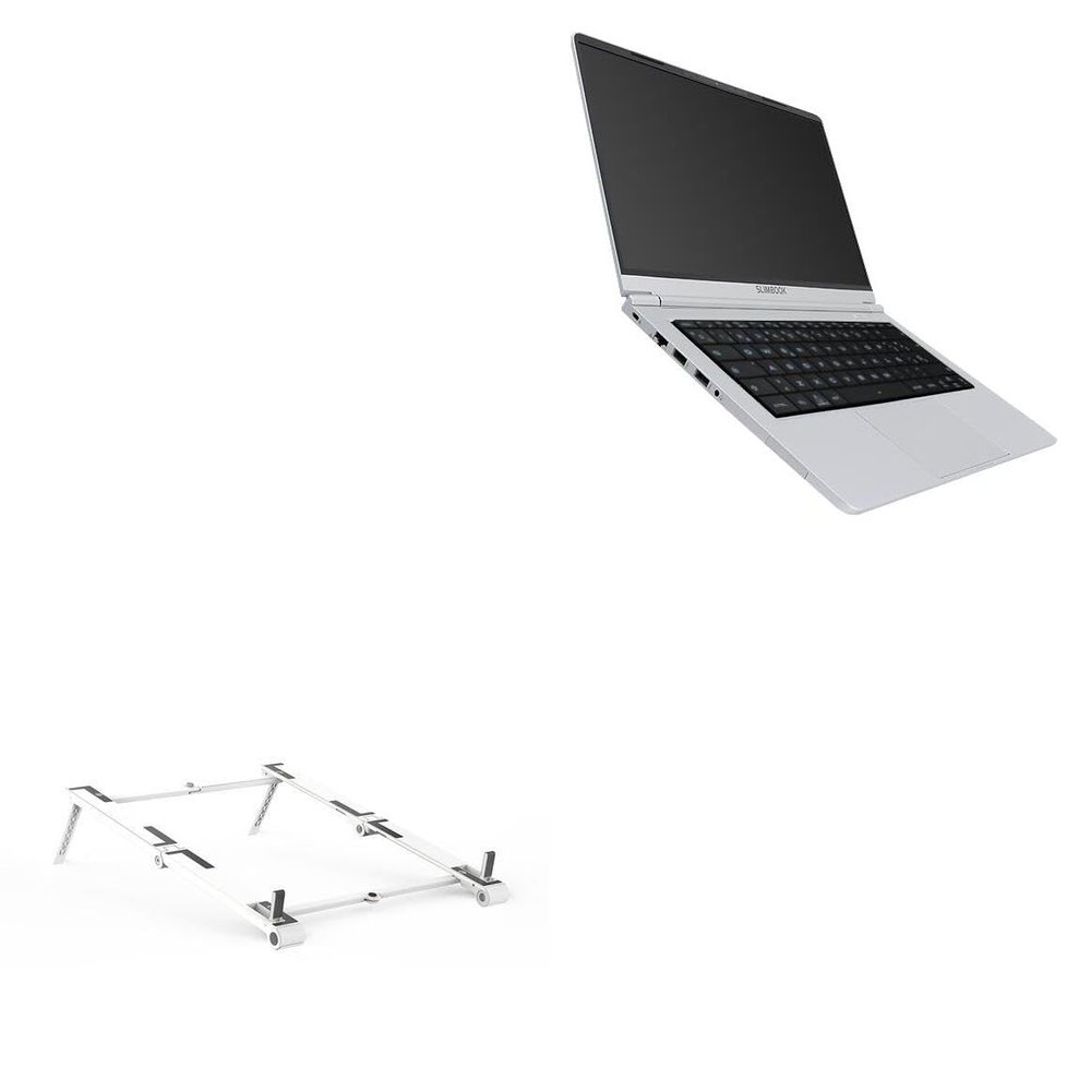 BoxWave Stand and Mount Compatible with Slimbook Prox (14 in) - Pocket Aluminum Stand 3-in-1, Portable Multi Angle Viewing Riser - Metallic Silver