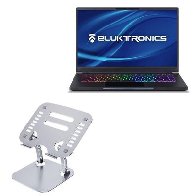 BoxWave Stand and Mount Compatible with Eluktronics MAG-15 - Executive VersaView Laptop Stand, Ergonomic Adjustable Viewing Angle Metallic Riser - Metallic Silver