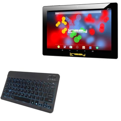 BoxWave Keyboard Compatible with Linsay F10XIPS (10.1 in) - SlimKeys Bluetooth Keyboard - with Backlight, Portable Slim LED 7 Colors - Jet Black