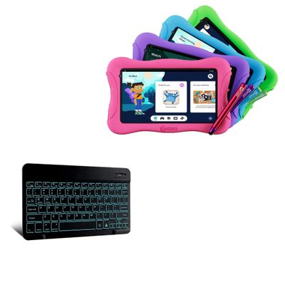 BoxWave Keyboard Compatible with Contixo V10 (7 in) - SlimKeys Bluetooth Keyboard - with Backlight, Portable Slim LED 7 Colors - Jet Black