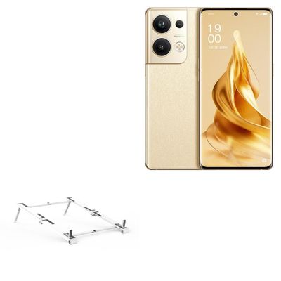 BoxWave Stand and Mount Compatible with Oppo Reno9 - Pocket Aluminum Stand 3-in-1, Portable Multi Angle Viewing Riser - Metallic Silver