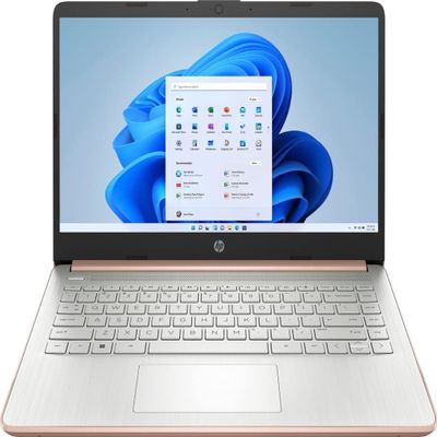 HP 2023 14-inch HD Laptop, Intel Celeron N4120, 8GB RAM, 320GB Storage(64GB eMMC+256GB Micro SD), Win 11 H in S Mode, One Year of Microsoft 365, Rose Gold
