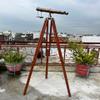 Mary Nautical  62" Floor-Standing Admirals Antique Brass Binoculars | Fully Functional Nautical Decor with Wooden Tripod view 3