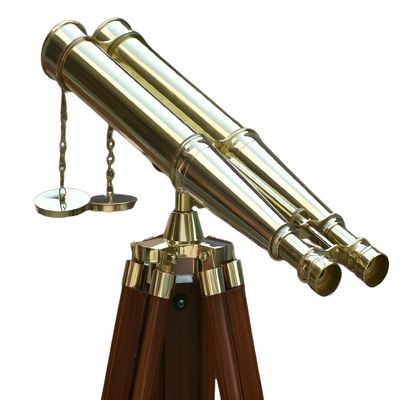 MARY NAUTICAL- 62" Inches Floor Standing Admirals Solid Shinny Brass Binocular, Fully Functional Nautical Home Decor Binoculars for Adults with Wooden Tripod telescope Stand