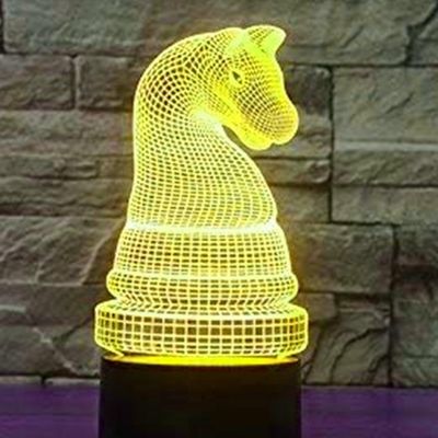 Jinnwell 3D Chess Night Light Lamp Illusion 7 Color Changing Touch Switch Table Desk Decoration Lamps Led Christmas Gift with Acrylic Flat ABS Base USB Cable Toy