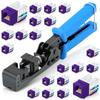 Everest easyJACK - 90 Angled Speed Termination Keystone Tool Set - with 20-Pack of RJ45 Cat6 Keystone Jacks in Purple (Slim Profile Design) - Time Saver Network Punch Down Tool Cat6 view 1
