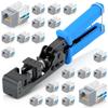 Everest easyJACK - 90 Angled Speed Termination Keystone Tool Set - with 20-Pack of RJ45 Cat6 Keystone Jacks in Gray (Slim Profile Design) - Time Saver Network Punch Down Tool Cat6 view 1