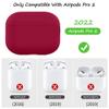 2022 Silicone Case Compatible with Airpods Pro 2 Ultrathin 1.5mm Thick Protective Cover Front LED Visible (Wine Red) view 2