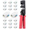 Everest easyJACK - 45 Angled Speed Termination Keystone Tool Set - with 20-Pack of RJ45 Cat6A Keystone Jacks in White (Slim Profile Design) - Time Saver Network Punch Down Tool Cat6A view 1
