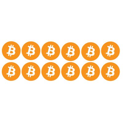 12 Pack Bitcoin Logo Sticker - BTC Bit Coin Crypto Vinyl Decal for Laptop Phone Car Small and Large (2" x 2" (12 Pack))