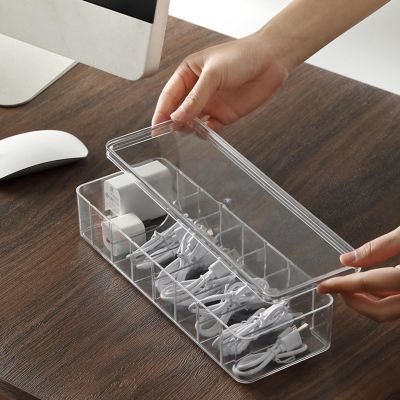 Desktop Data Cable Storage Box 8 Grid dustproof Storage Cable Box