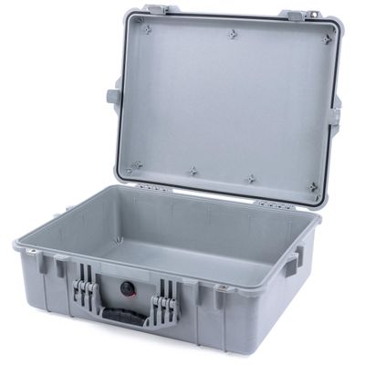 Pelican 1600 Case by ColorCase - Silver - Large Size Waterproof Case (Case Only) - Silver Handle & Latches