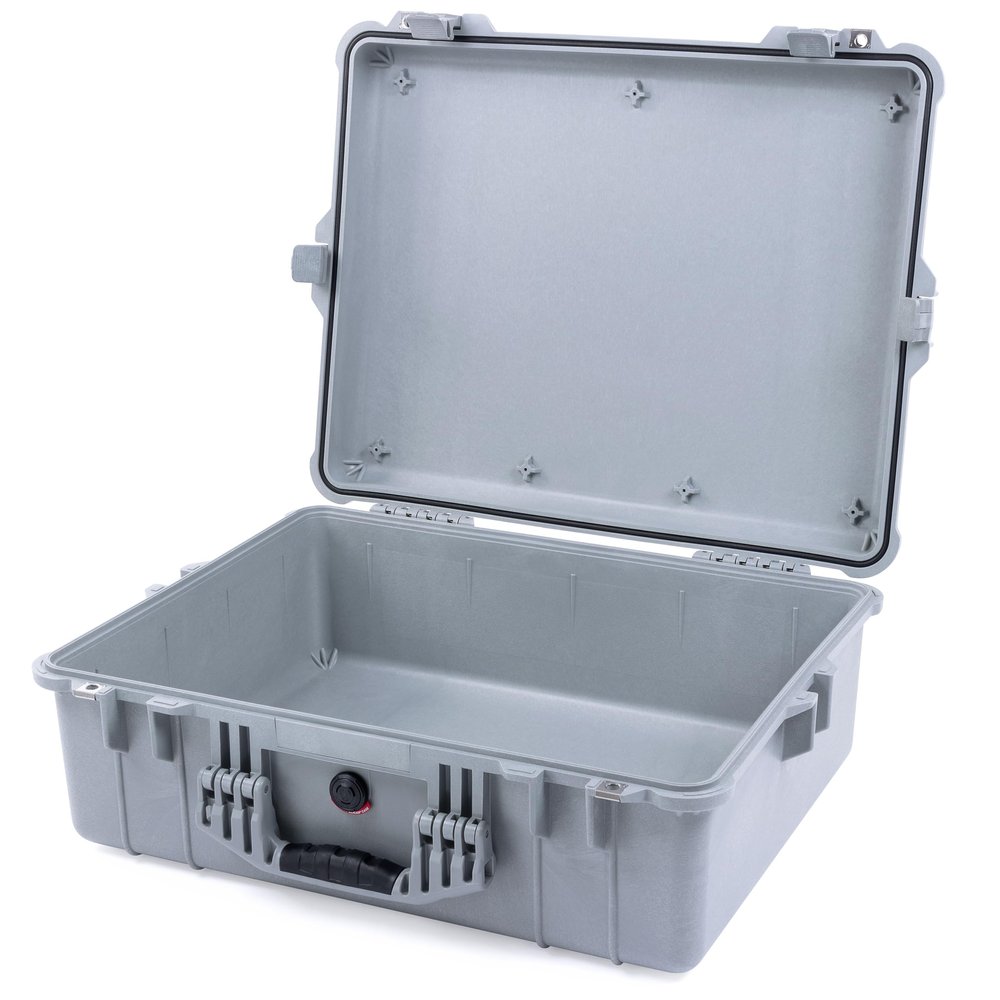 Pelican 1600 Case by ColorCase - Silver - Large Size Waterproof Case (Case Only) - Silver Handle & Latches