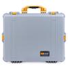 ColorCase Pelican 1600 Case Silver - Large Size Waterproof Case with Pick & Pluck Foam Set & Mesh Lid Organizer - Yellow Handle & Latches view 3