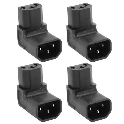 4Pcs C14 to C13 Power Adapter, IEC 320 Male C14 to Up Direction Right Angled 90 Degree IEC Female C13 Power Extension Adapter