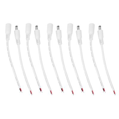 5 Pair DC Power Cable,5.5x2.1mm Male Female Connector, DC Power Pigtail Cable Wire 5.5x2.1mm Male Female DC Power Jack Plug Adapter (White)