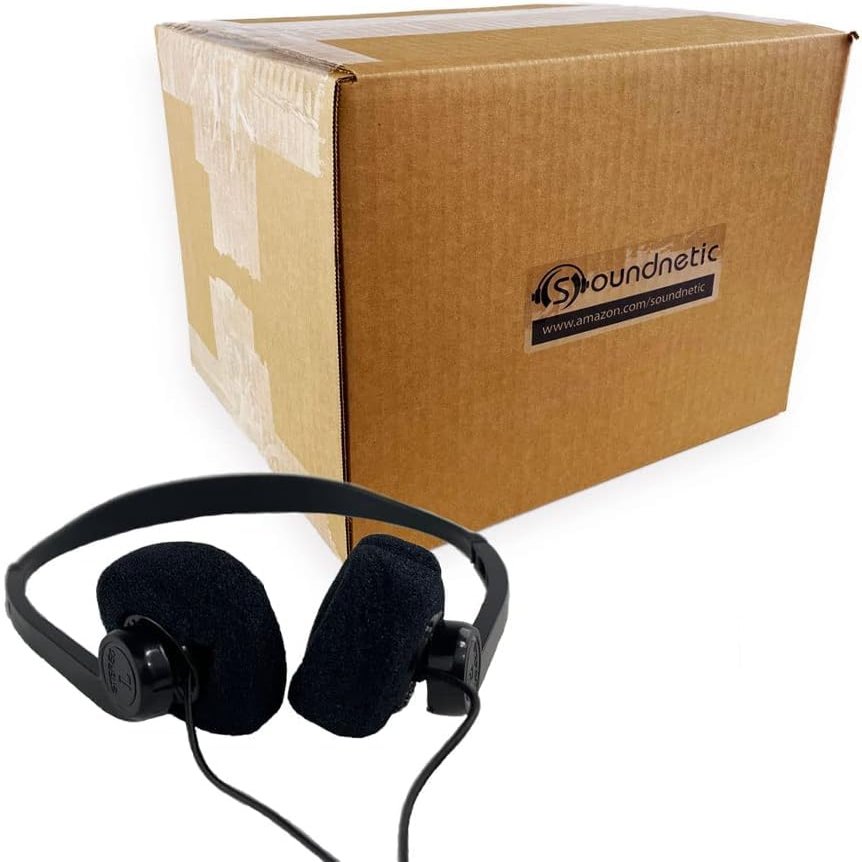 Soundnetic SN-06 Bulk Headphones 50 Pack Disposable Stereo Limited Use Headphones Affordable for Schools, Testing, Libraries